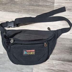 Vintage Everest Original Top Sports Nylon Fanny Pack Travel Hip waist Belt-Black